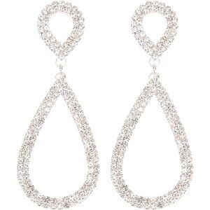 Rhinestone Teardrop Dangle Earrings Sparkly Wedding Bridal Party Jewelry Gift